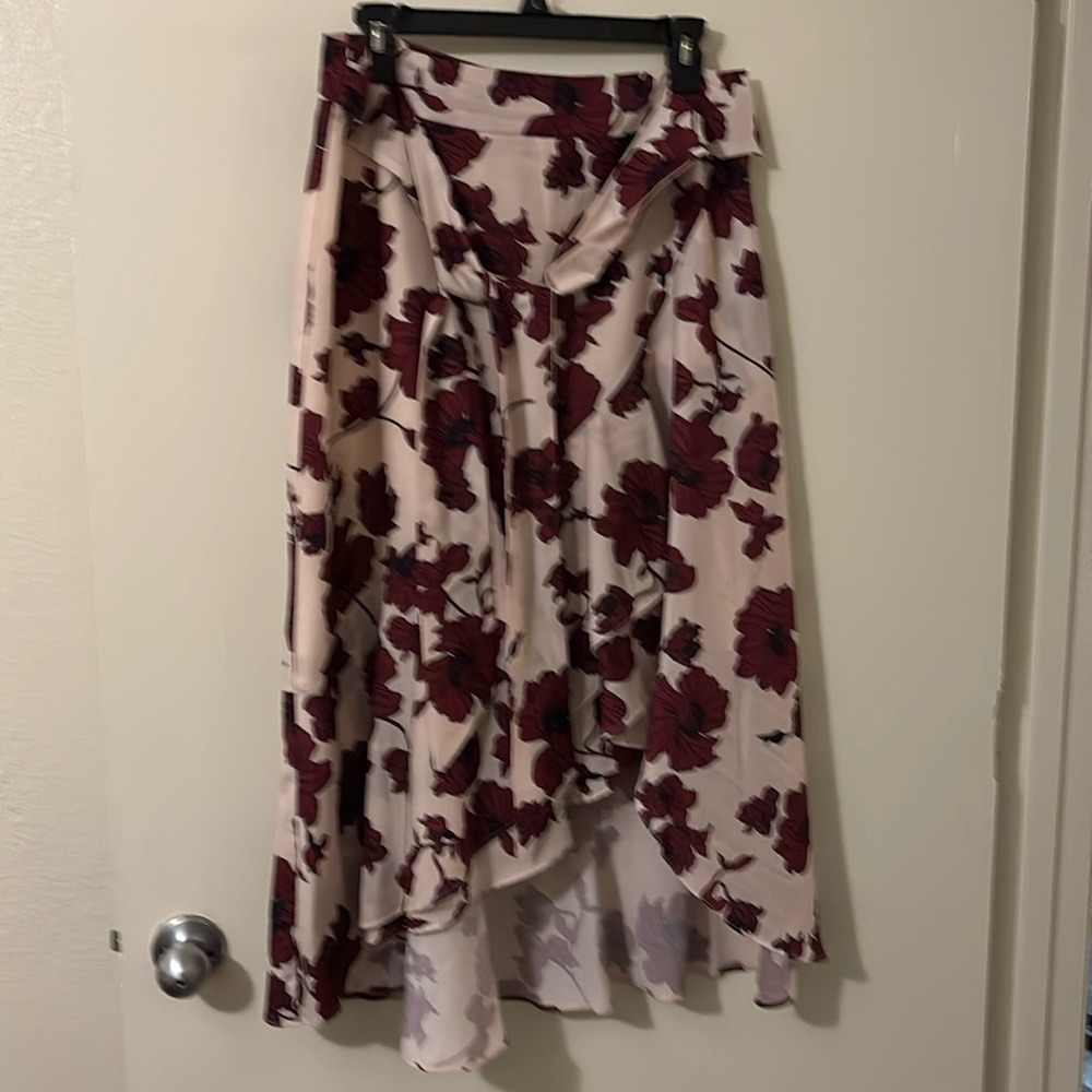 Lucy Paris Red Asymmetrical Wrap Skirt Knee-Length